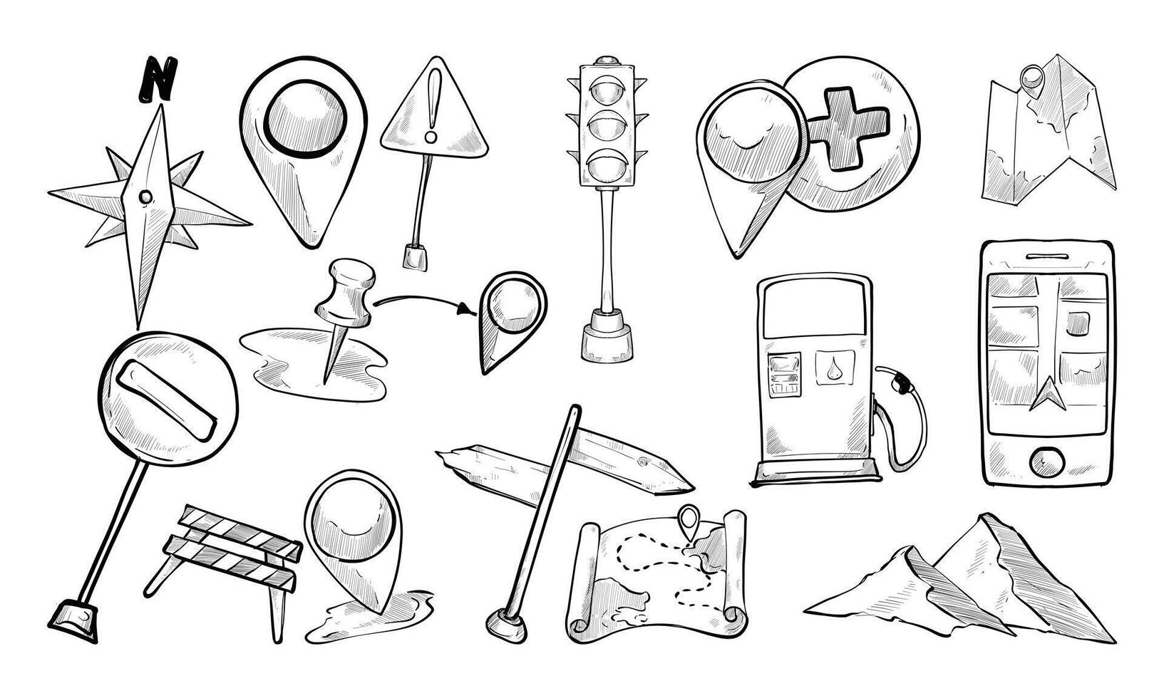maps and location handdrawn collection vector