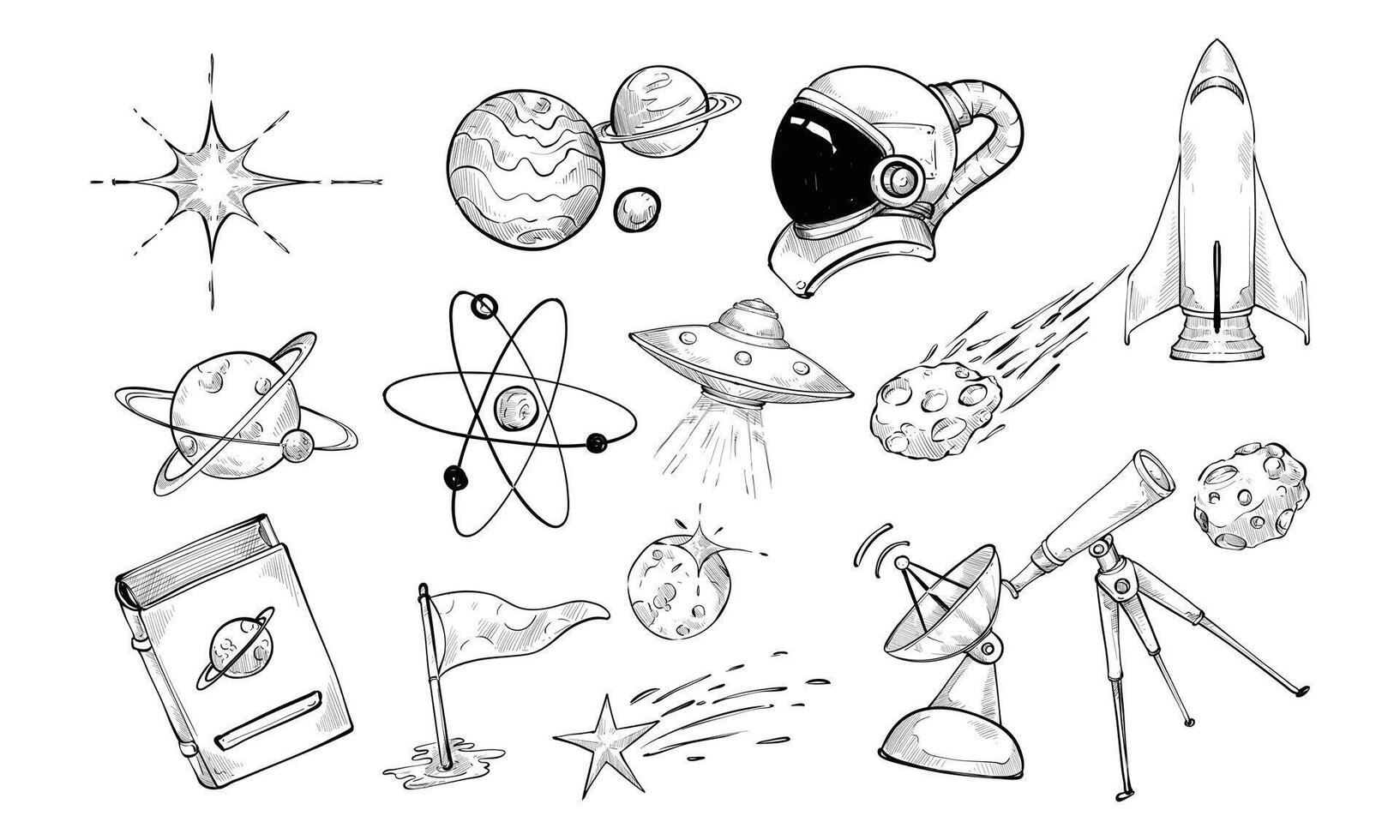 galaxy space handdrawn collection vector