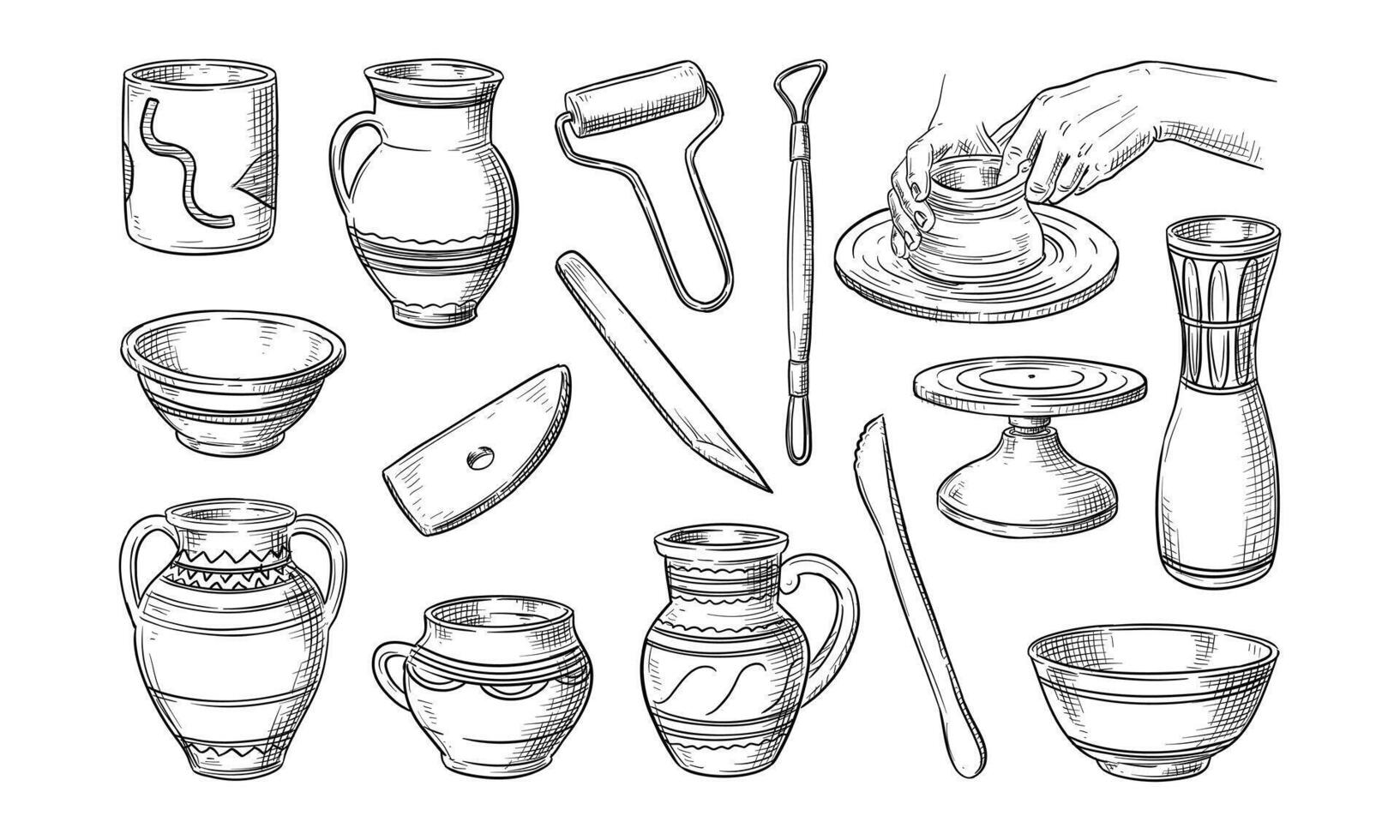 ceramic handdrawn collection vector