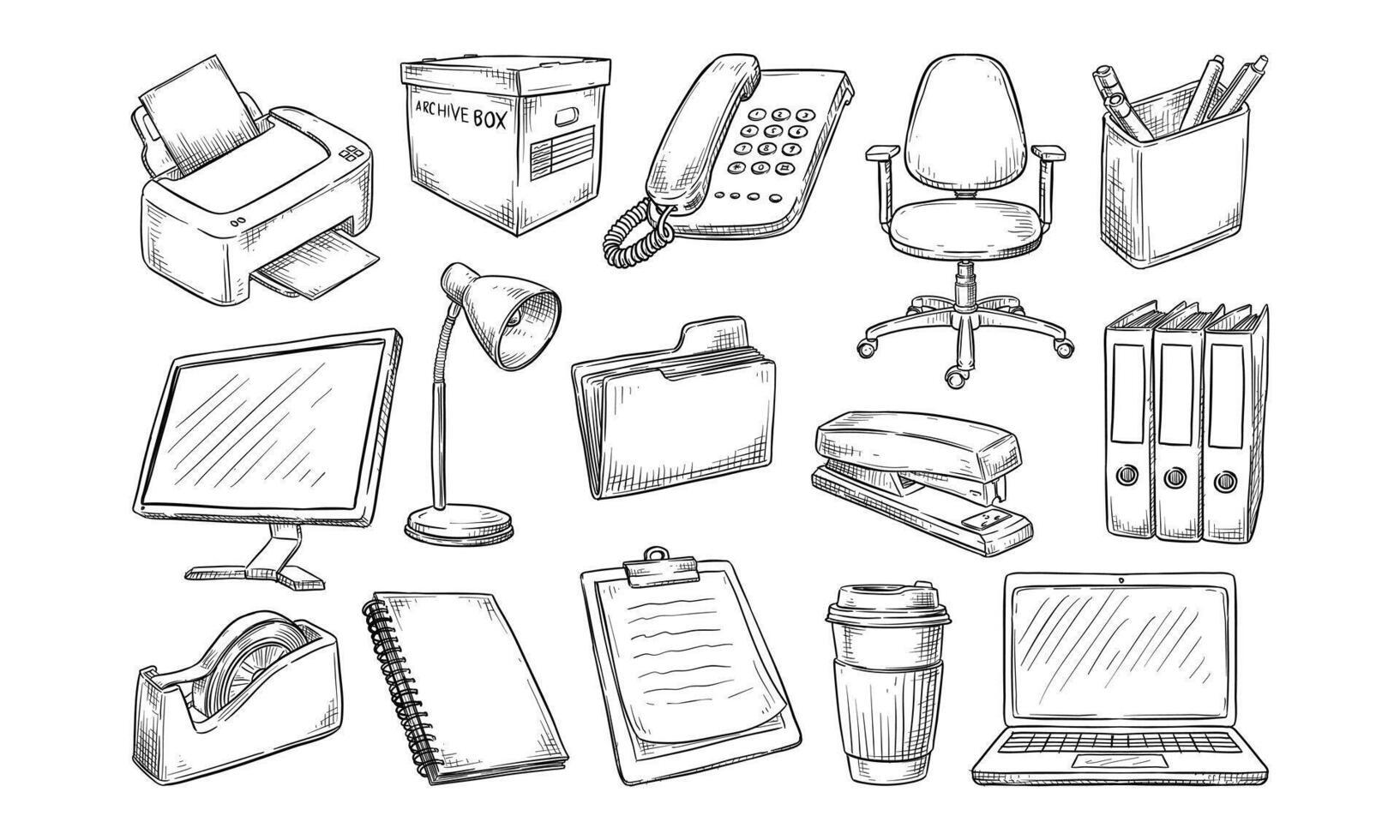 corporate office handdrawn collection vector