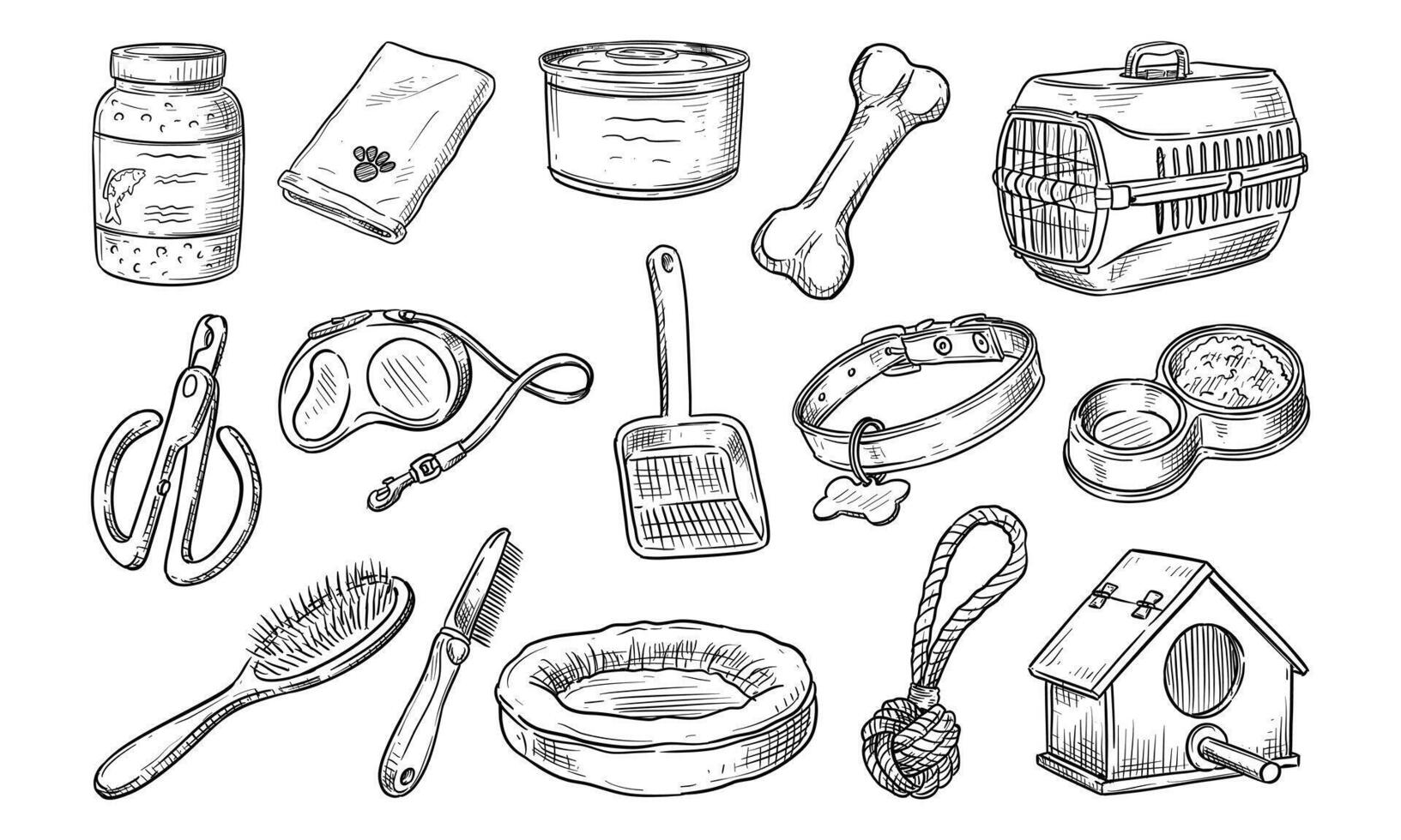pets handdrawn collection vector