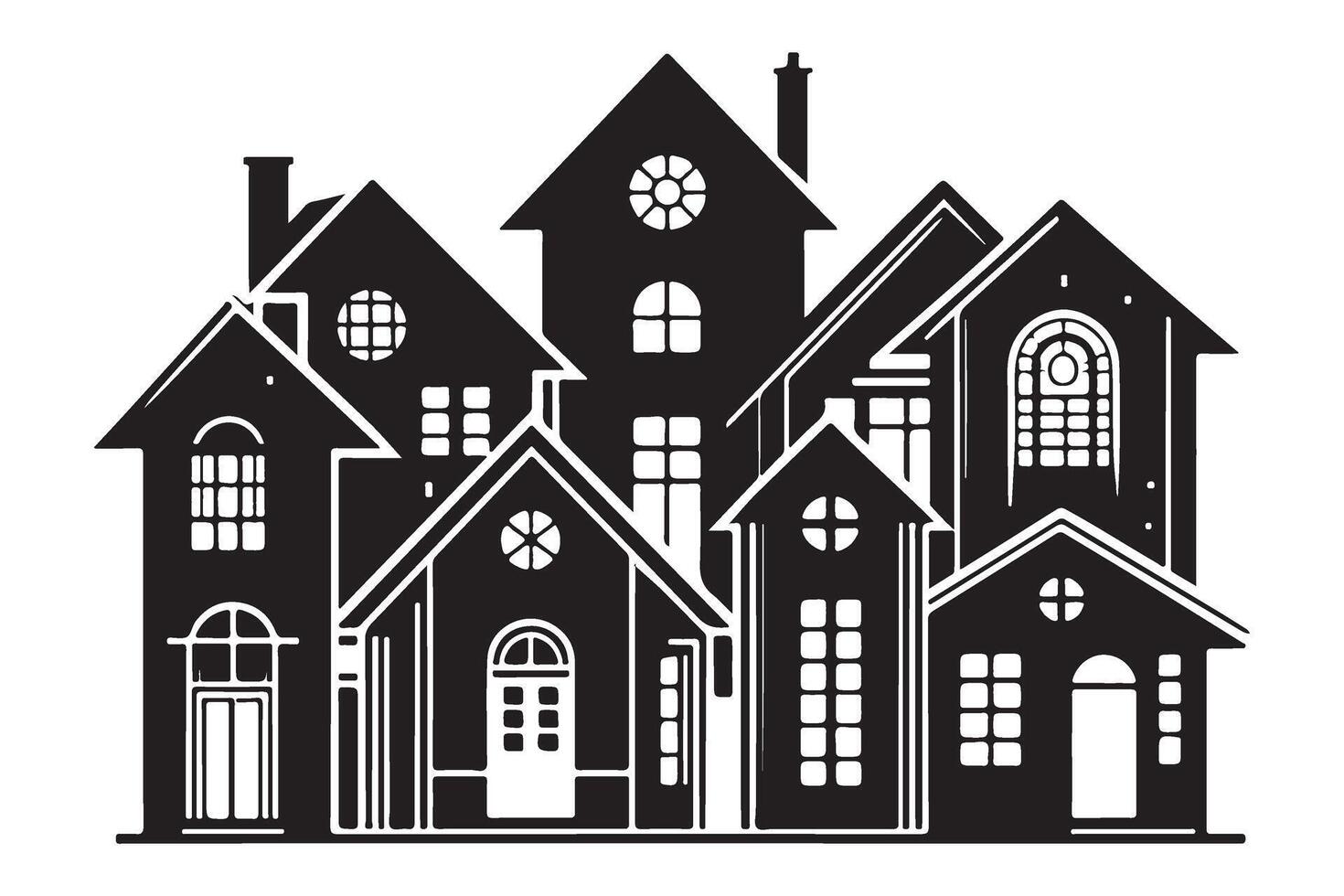 Silhouette Illustration of Houses Building the Neighborhood and Home vector