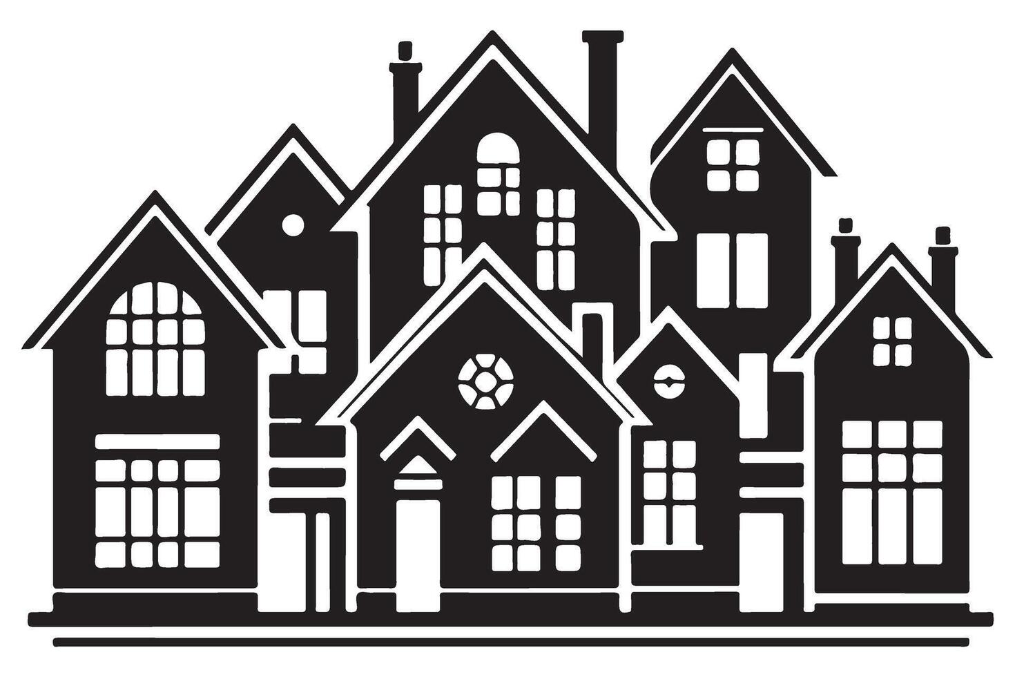 Cluster of houses townhomes illustration design architecture theme vector
