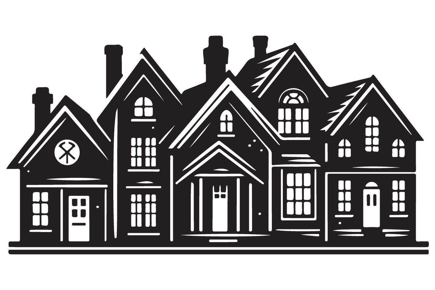 Silhouette design architecture multiple home building representation vector