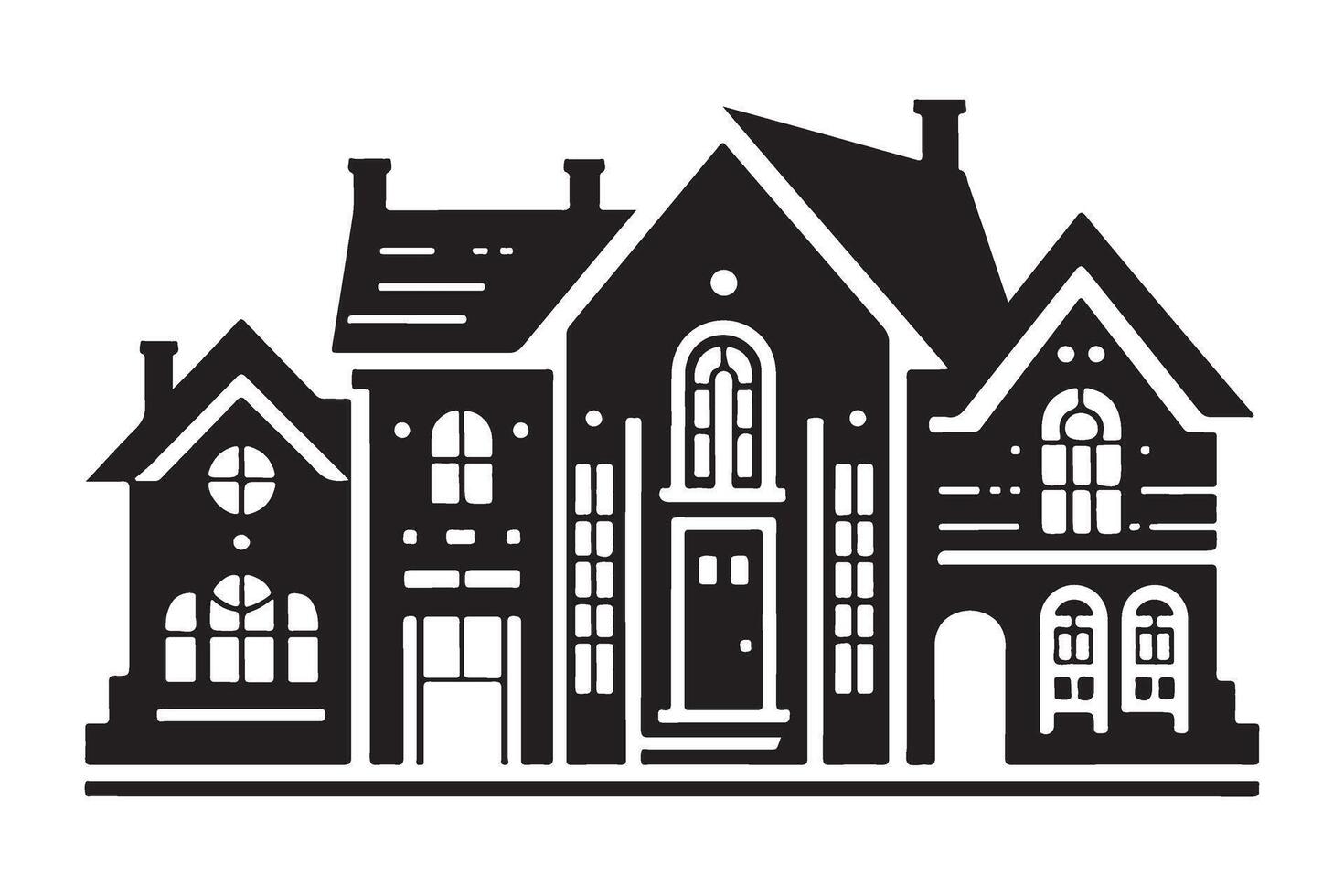 Intricate buildings silhouette architecture city representation design vector