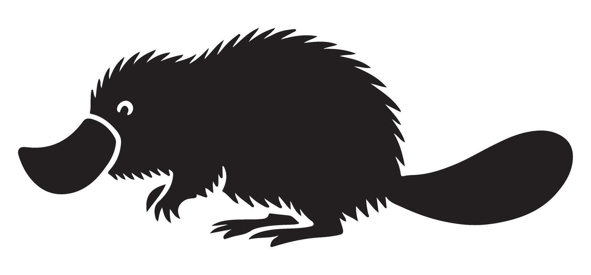 Silhouette Illustration of a Cute Cartoon Platypus Animal for Children vector