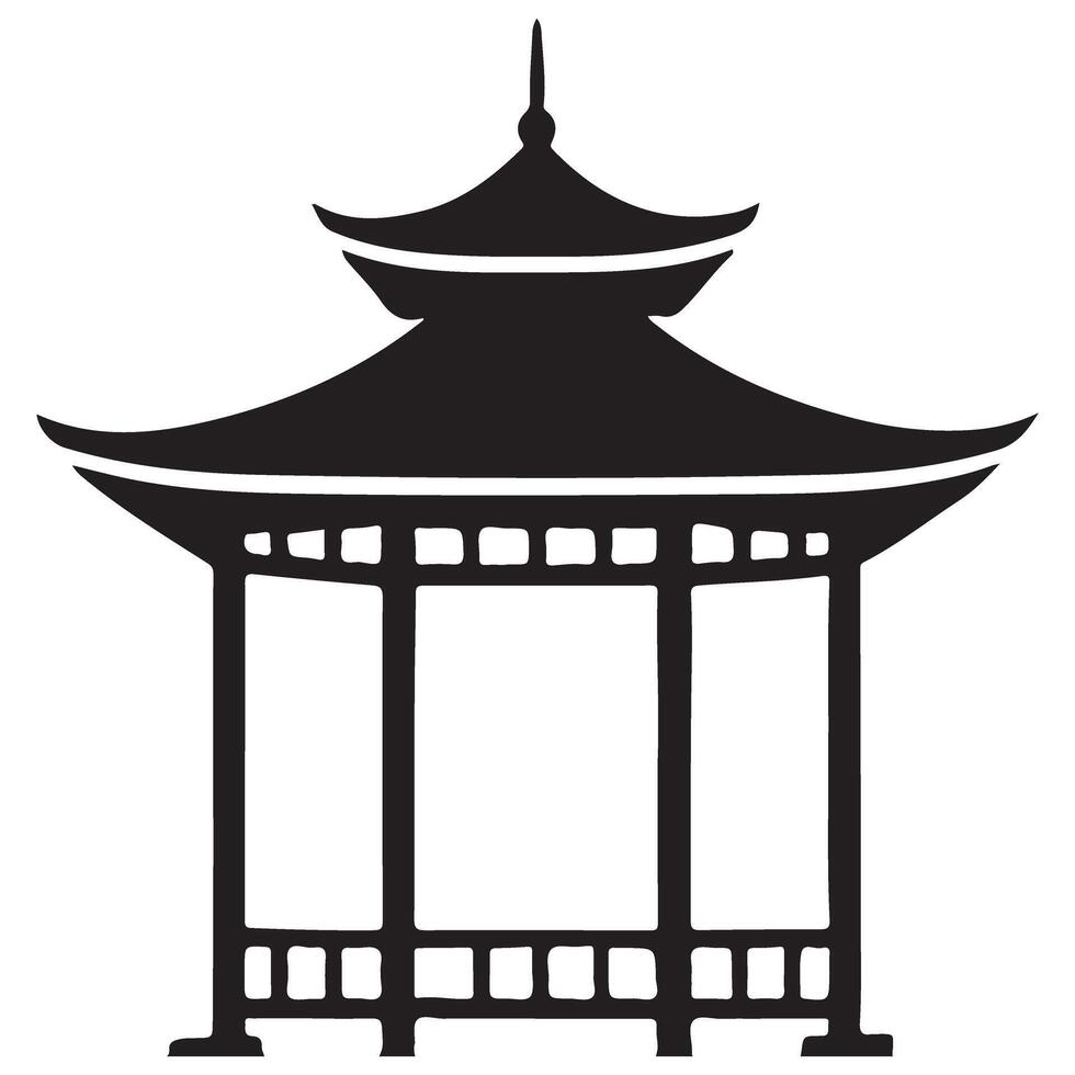 Tranquil Pagoda Silhouette Illustration for Asian Cultural Design vector