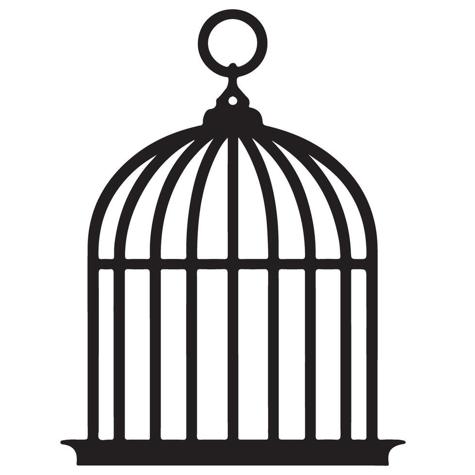Silhouette Decorative Birdcage Art Black and White Design vector