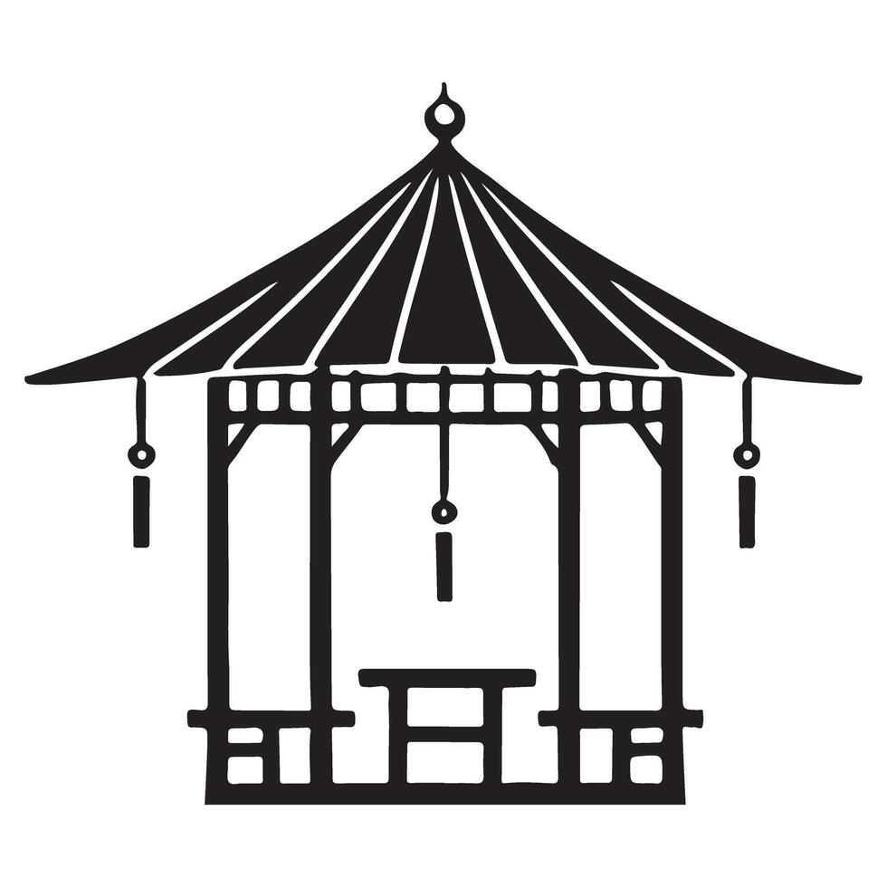 Tranquil Gazebo Silhouette Illustration for Garden Design vector