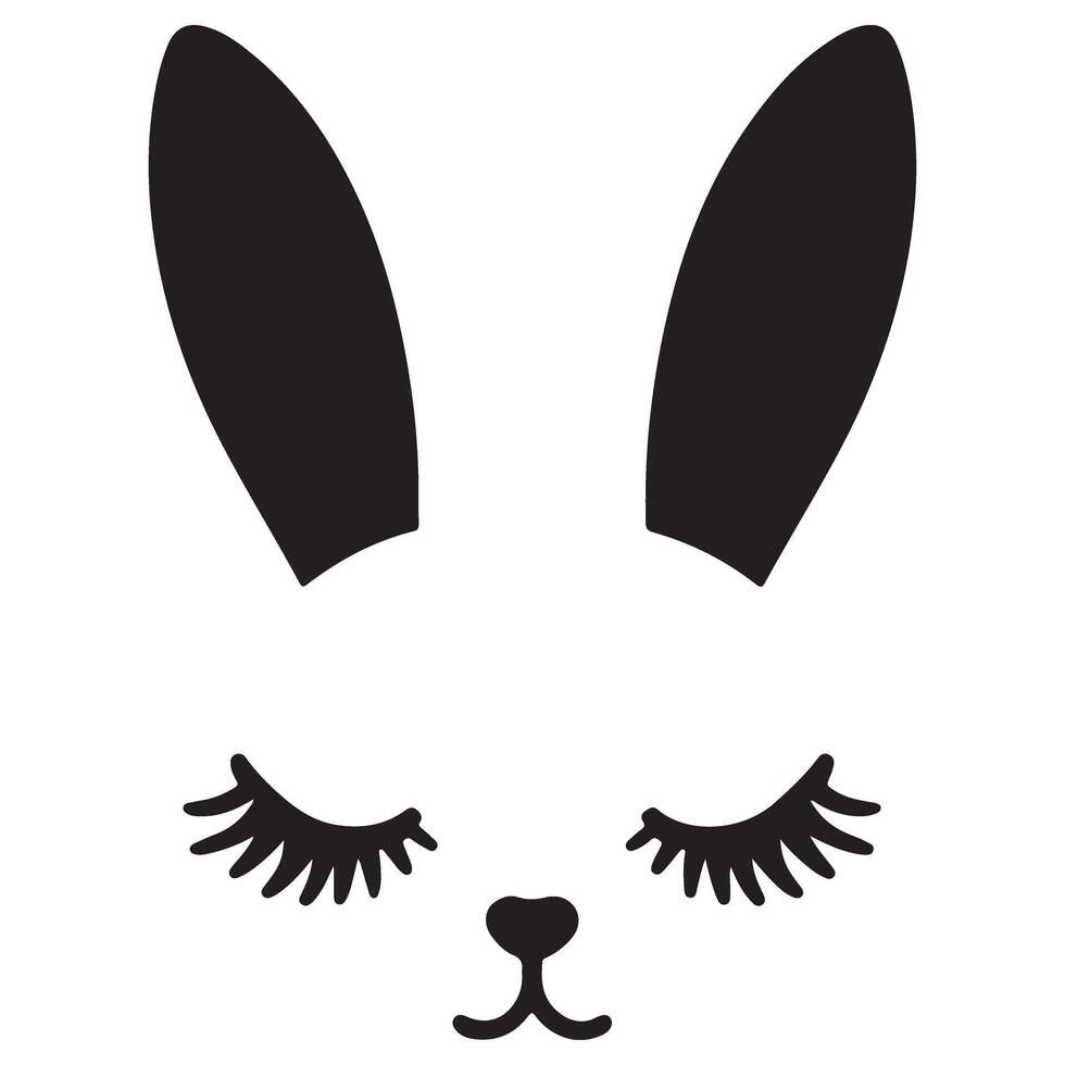 Silhouette Minimalist Bunny Face Art for Easter Decoration vector