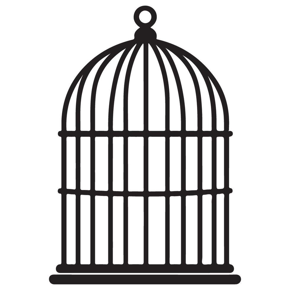Empty Bird Cage Silhouette Illustration for Freedom Concept vector