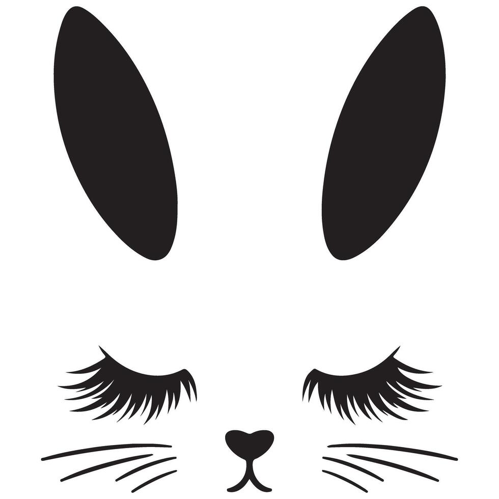 Silhouette Beautiful Bunny Face with Long Eyelashes Graphic vector