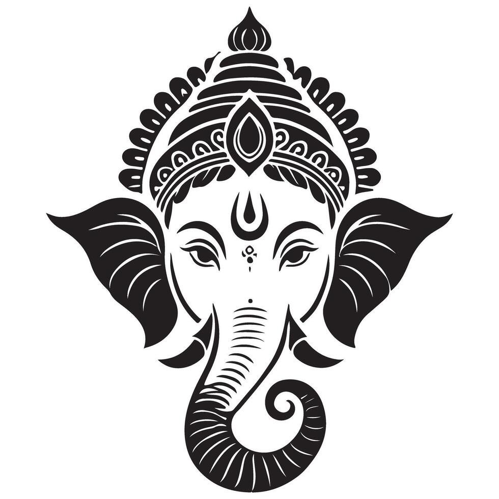 Ganesha silhouette illustration elegant detailed religious design vector