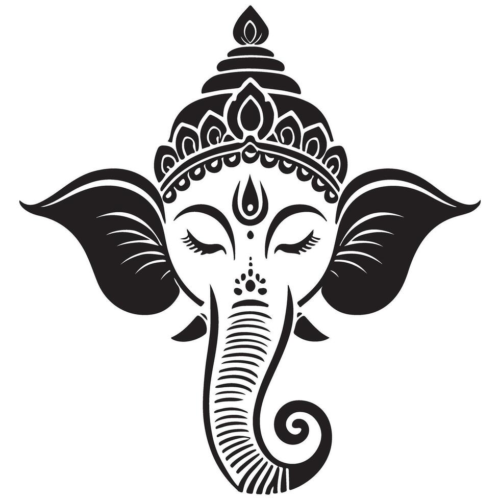 Ganesha silhouette illustration meditative pose spiritual design graphic vector