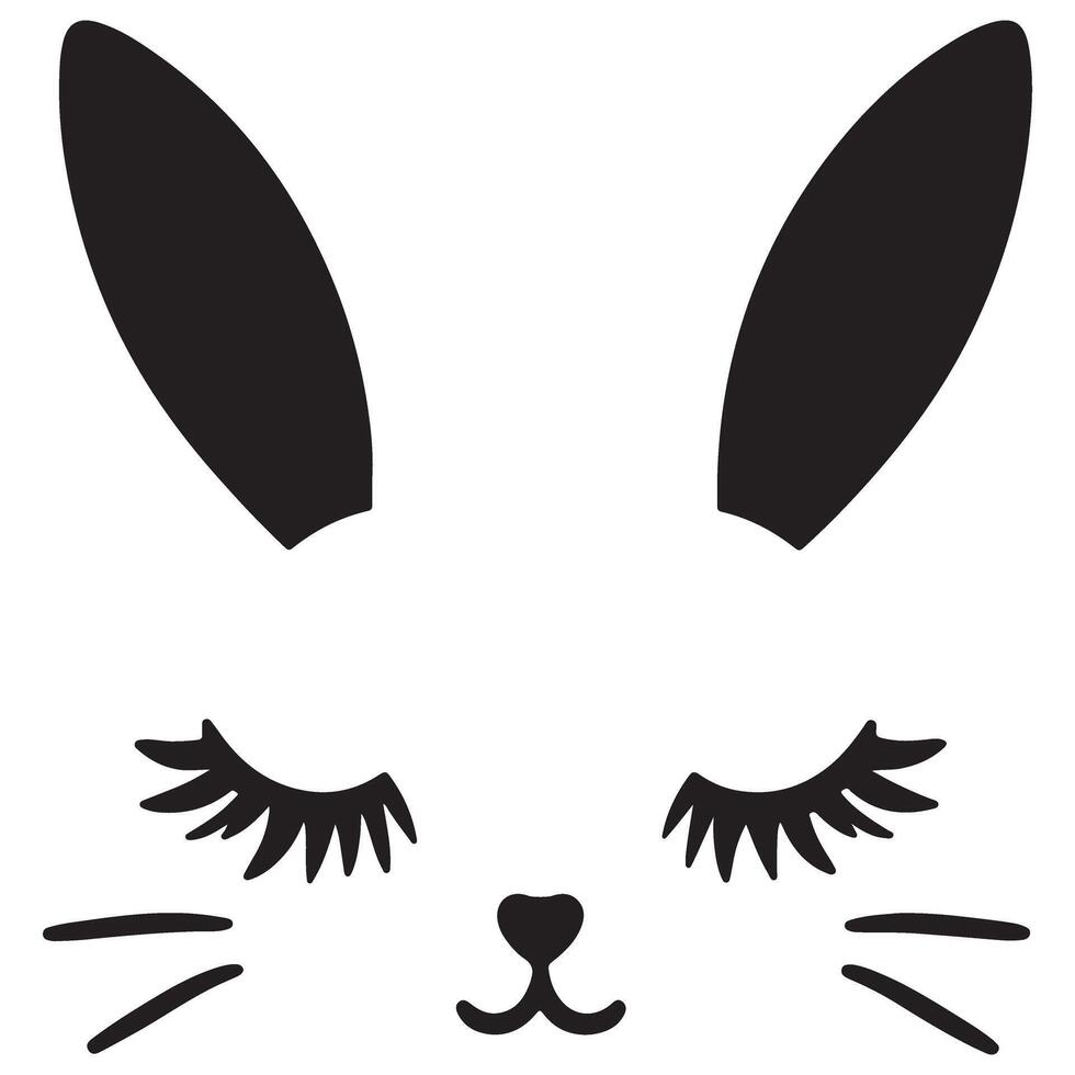 Cute Bunny Face with Lashes Minimalist Art Design vector