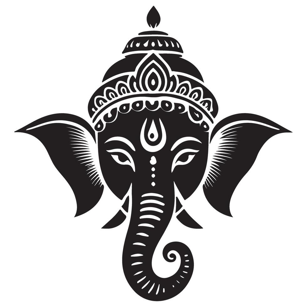 Black Silhouette Ganesh Illustration Hindu God for Auspicious Beginnings vector