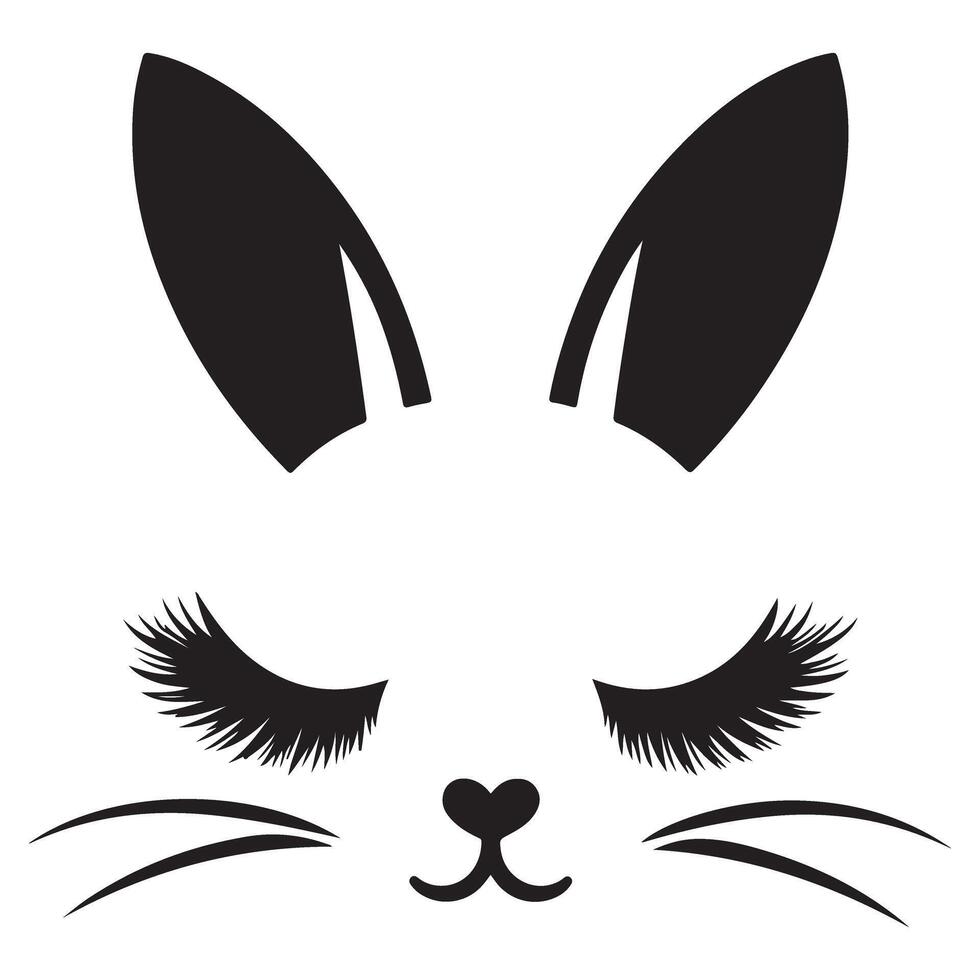 Cute Bunny Face Illustration Easter Animal Design vector