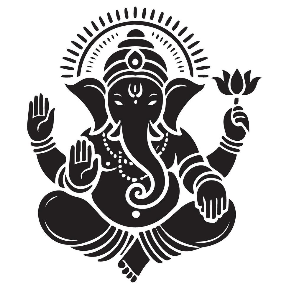 Lord Ganesha Silhouette Illustration for Hindu Art vector