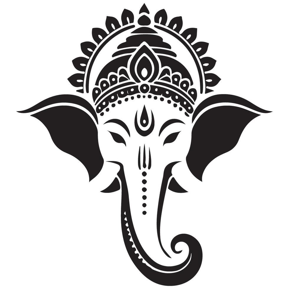 Ganesha Face Hindu God Art Religious Icon Design vector