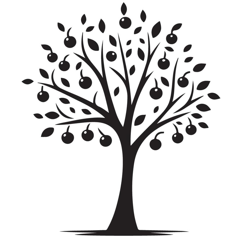 Fruit tree silhouette illustration for autumn or harvest theme design vector