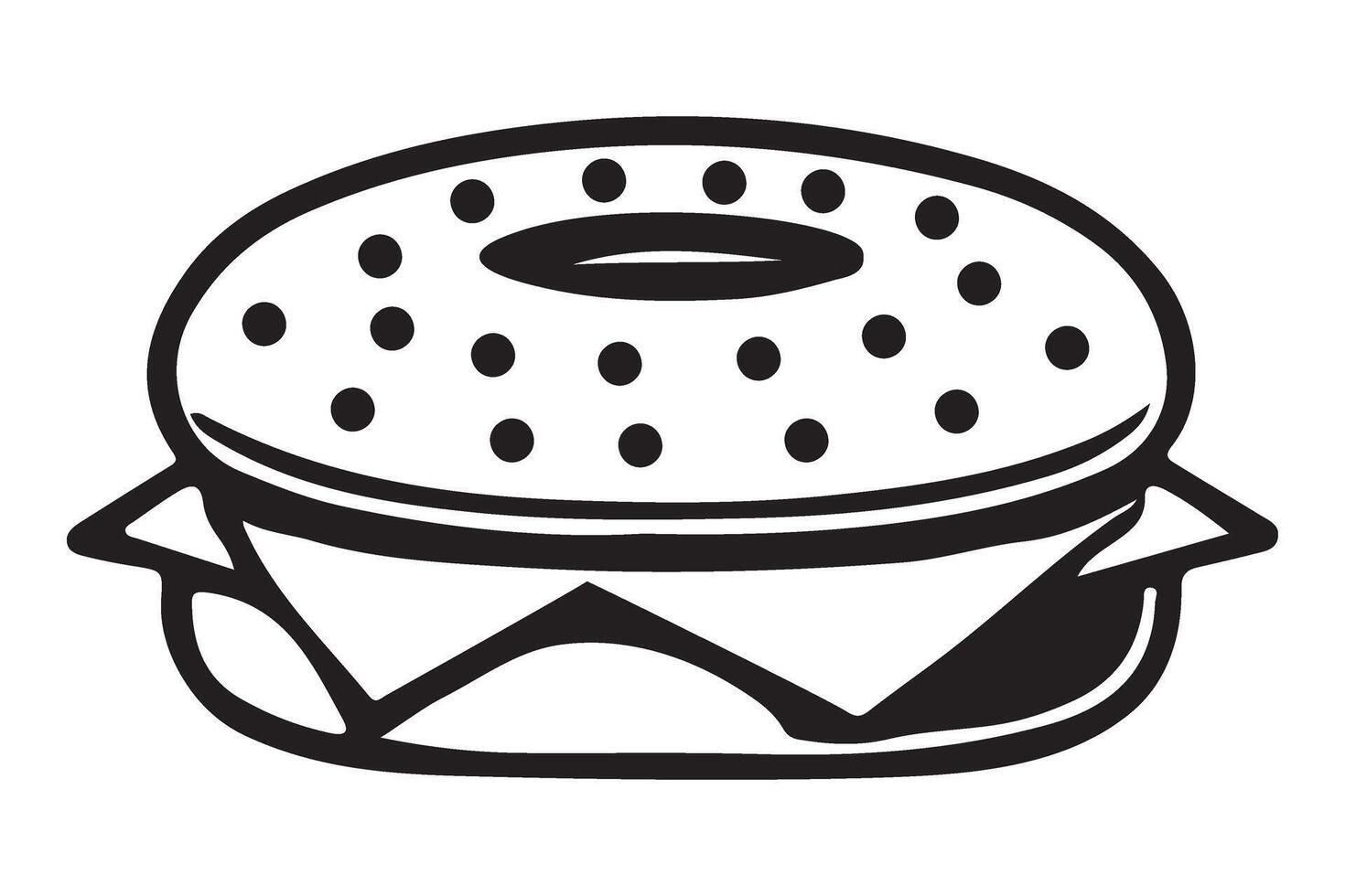 Everything Bagel Silhouette Illustration of Food Breakfast vector
