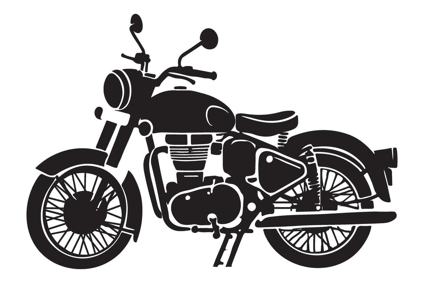 Classic Motorcycle Silhouette Illustration Vintage Bike Retro Style vector