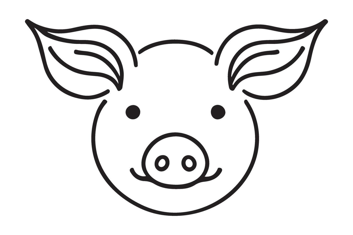 Cute Silhouette Pig Face Stock Art Illustration vector