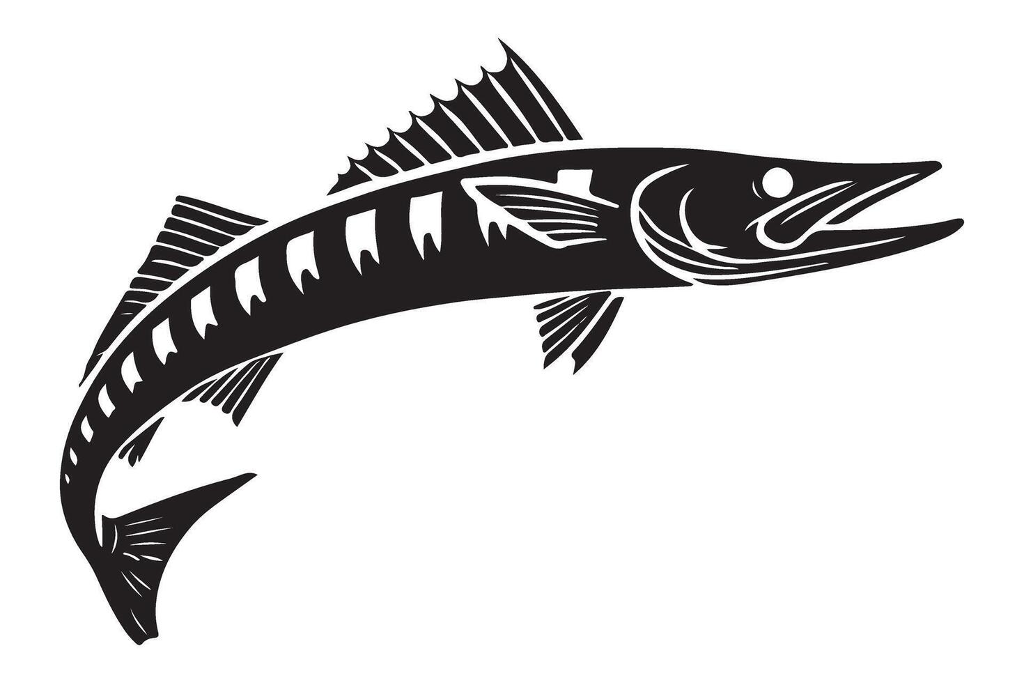 Barracuda Silhouette Art A Fishy Underwater Predator Design vector
