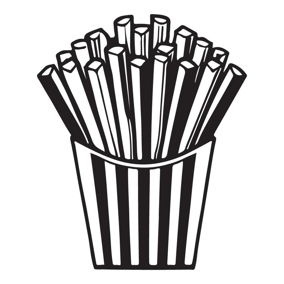 Classic French Fries Illustration Fast Food Snack Graphic vector