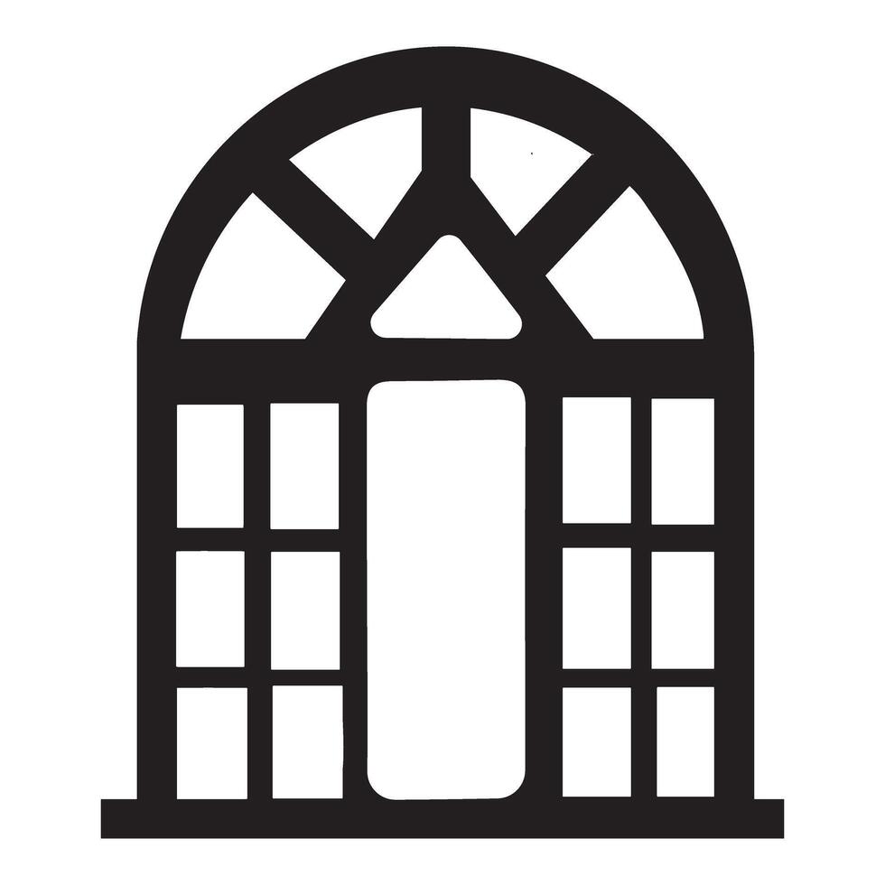Arched Window Silhouette Illustration of Architectural Frame vector