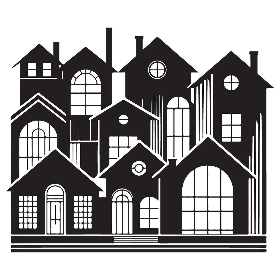Urban Housing Silhouette Illustration Set for Architecture Design vector