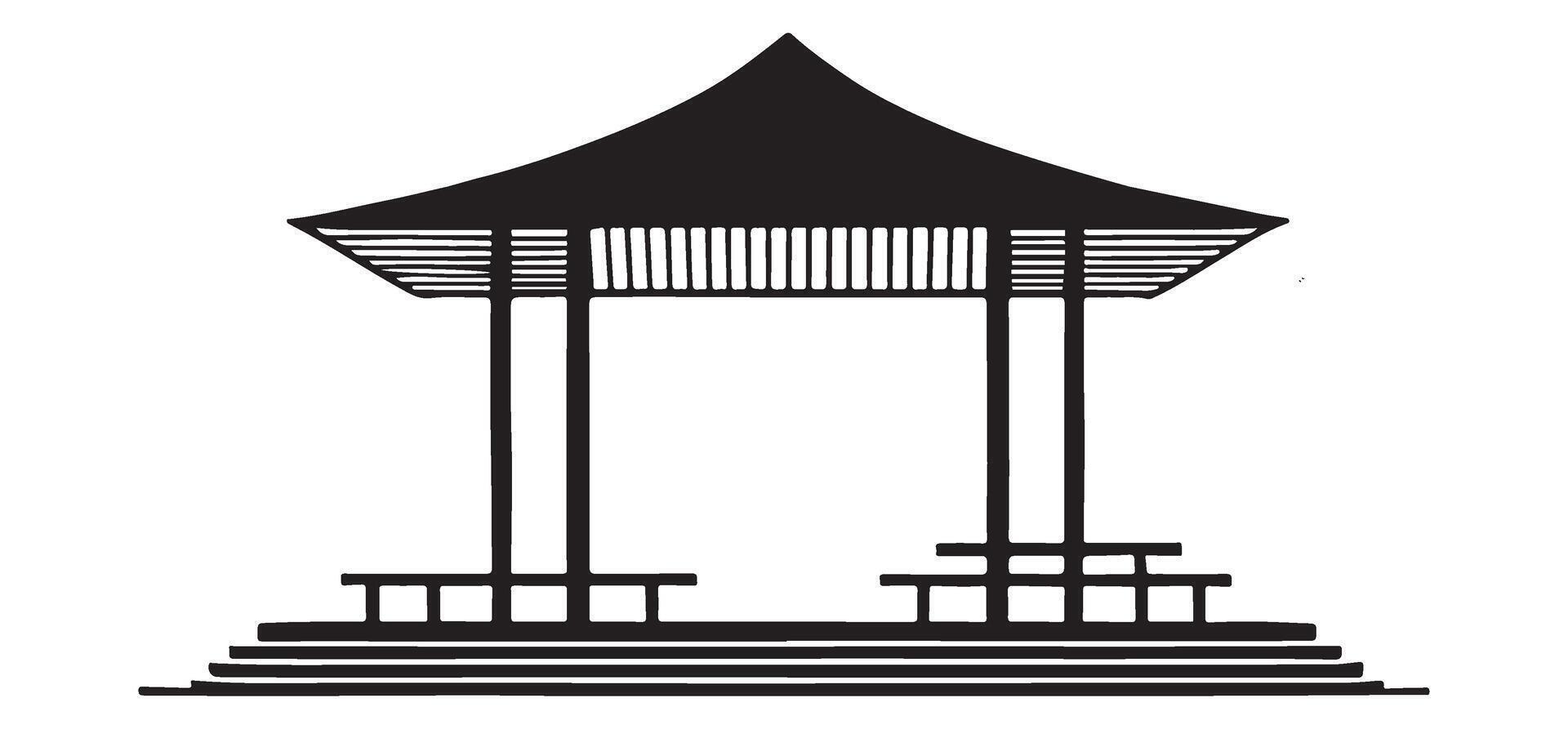 Simple Gazebo Silhouette Art A Relaxing Outdoor Shelter vector