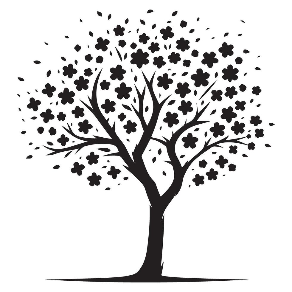 Flowering Tree Silhouette Illustration Stock Image vector