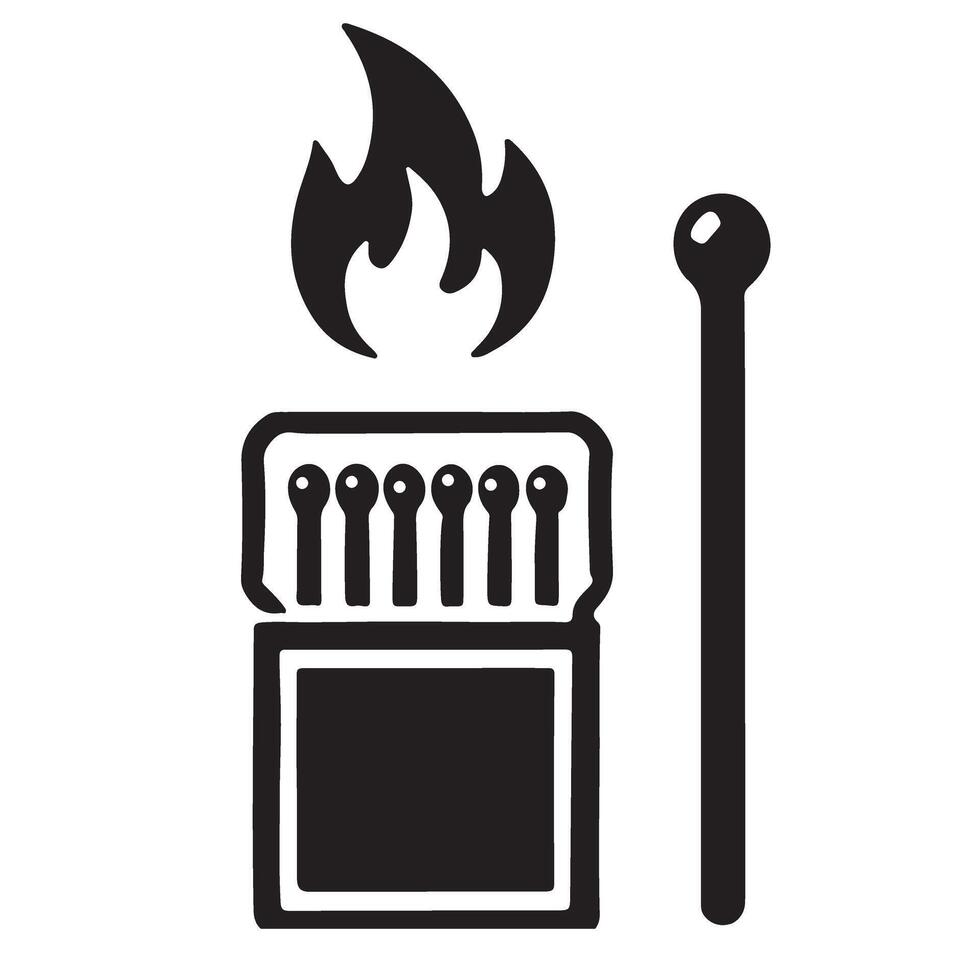 Matchbox with Lit Match Illustration Fire Safety Theme vector