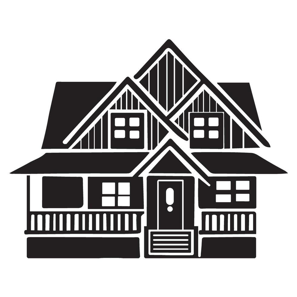 Charming House Silhouette Illustration for Real Estate Projects vector