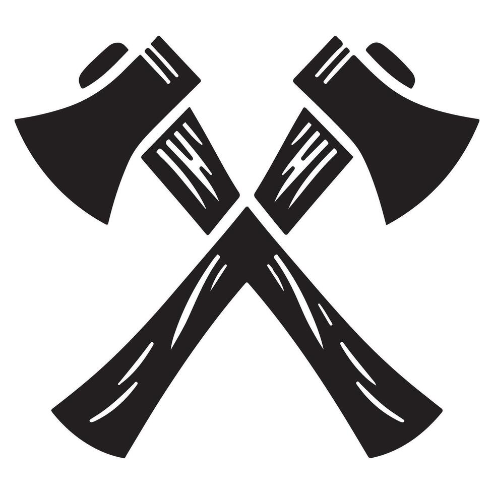 Crossed Axes Silhouette Illustration of Tool Emblem Design vector