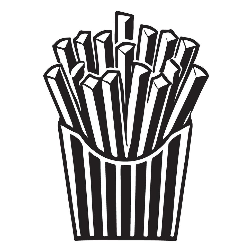 French Fries Silhouette Illustration Classic Fast Food Design Element vector