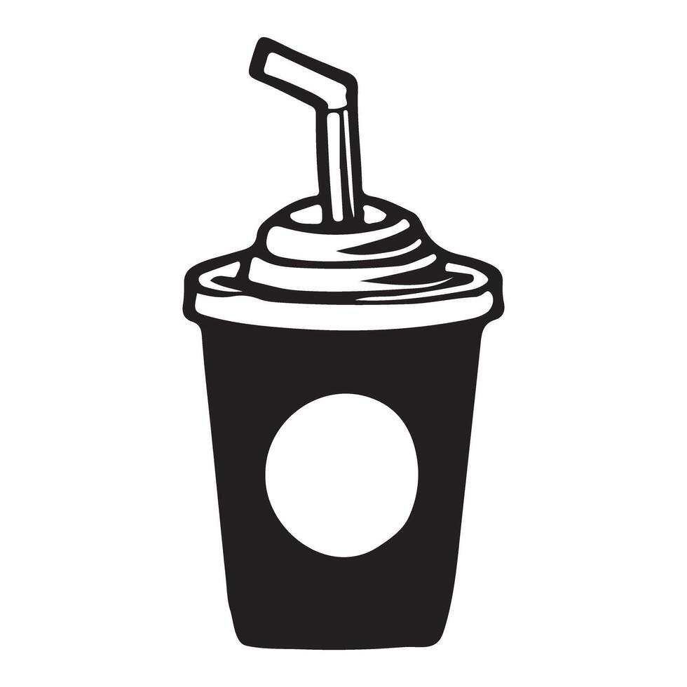 Silhouette Soda Drink with Straw Illustration for your design project vector
