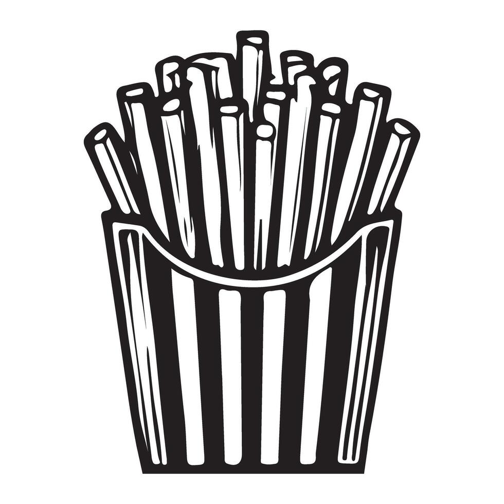 Silhouette French Fries in Container Food Graphic vector