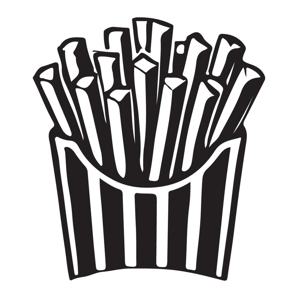 French Fries Silhouette Image Delicious Fast Food Design vector