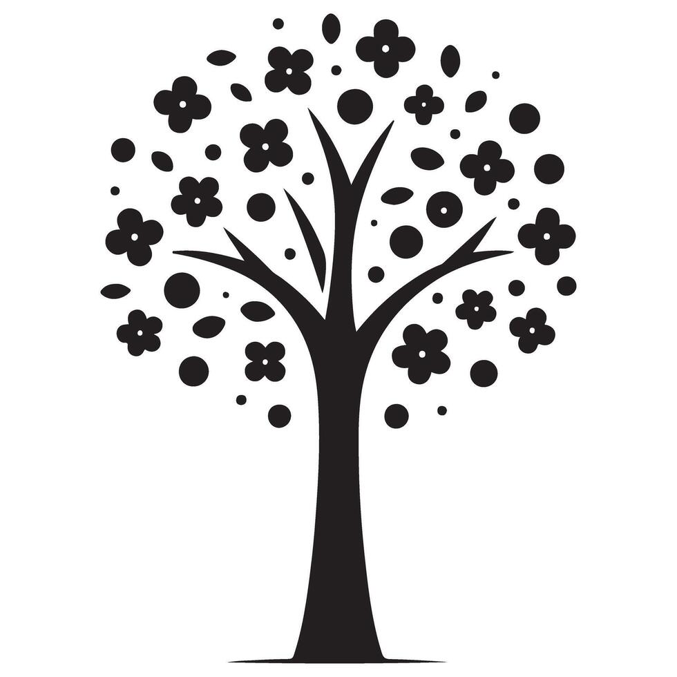 Tree Silhouette Graphic Floral Tree Design for Nature vector
