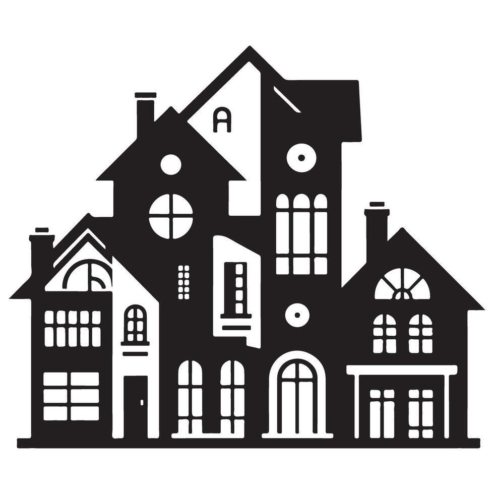 Abstract Houses Silhouette Illustration of Neighborhood Design vector