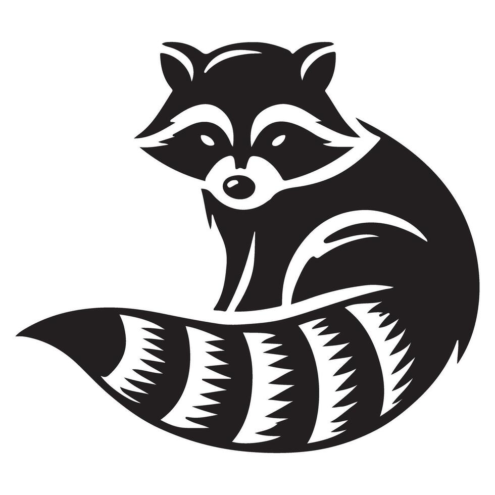 Raccoon Silhouette An Endearing Wildlife Cartoon Design vector