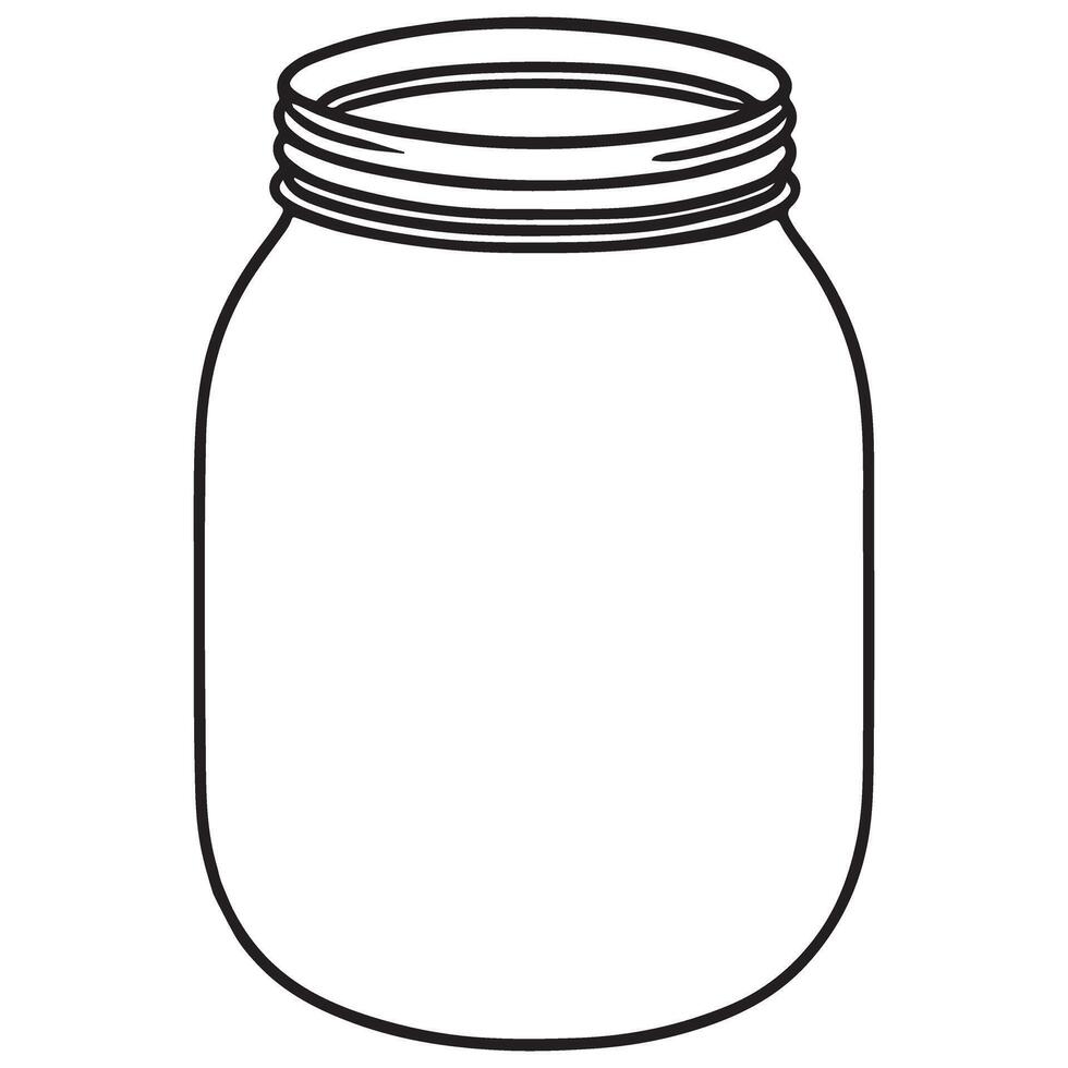 Empty Mason Jar Outline Illustration of Storage Container Design vector