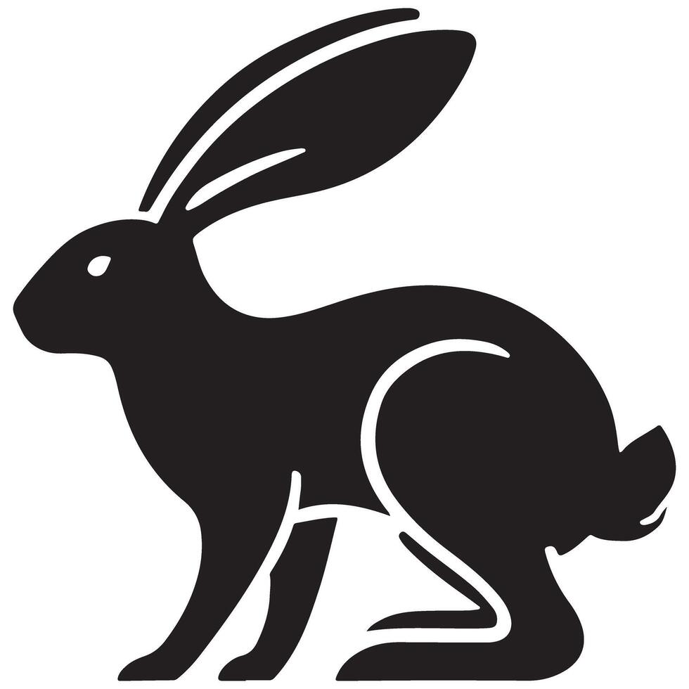 Silhouette Rabbit or Hare Standing Illustration Image Art vector