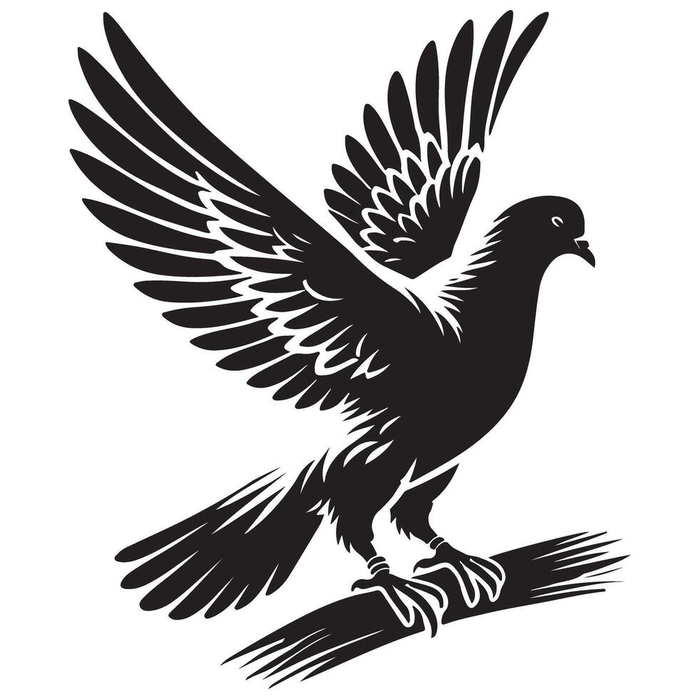 Elegant Dove Silhouette Tattoo Design Illustration for Peace vector