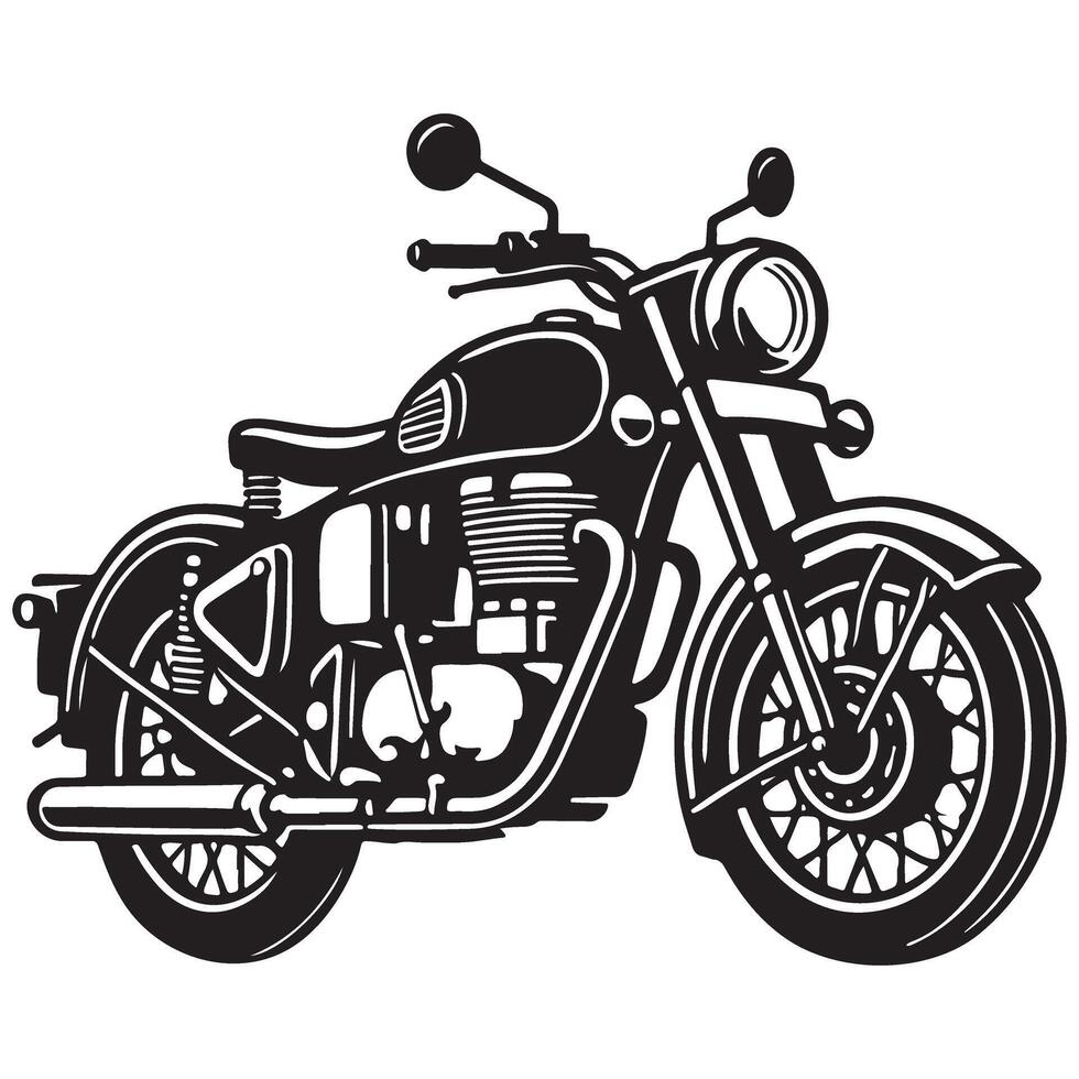 Motorcycle Silhouette Art Classic Bike Riding Adventure Design vector