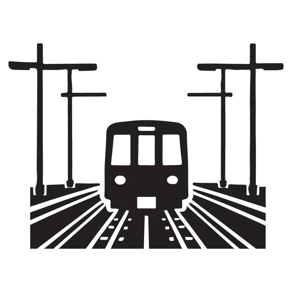 Urban Train Silhouette Illustration of Railway Public Transit Design vector