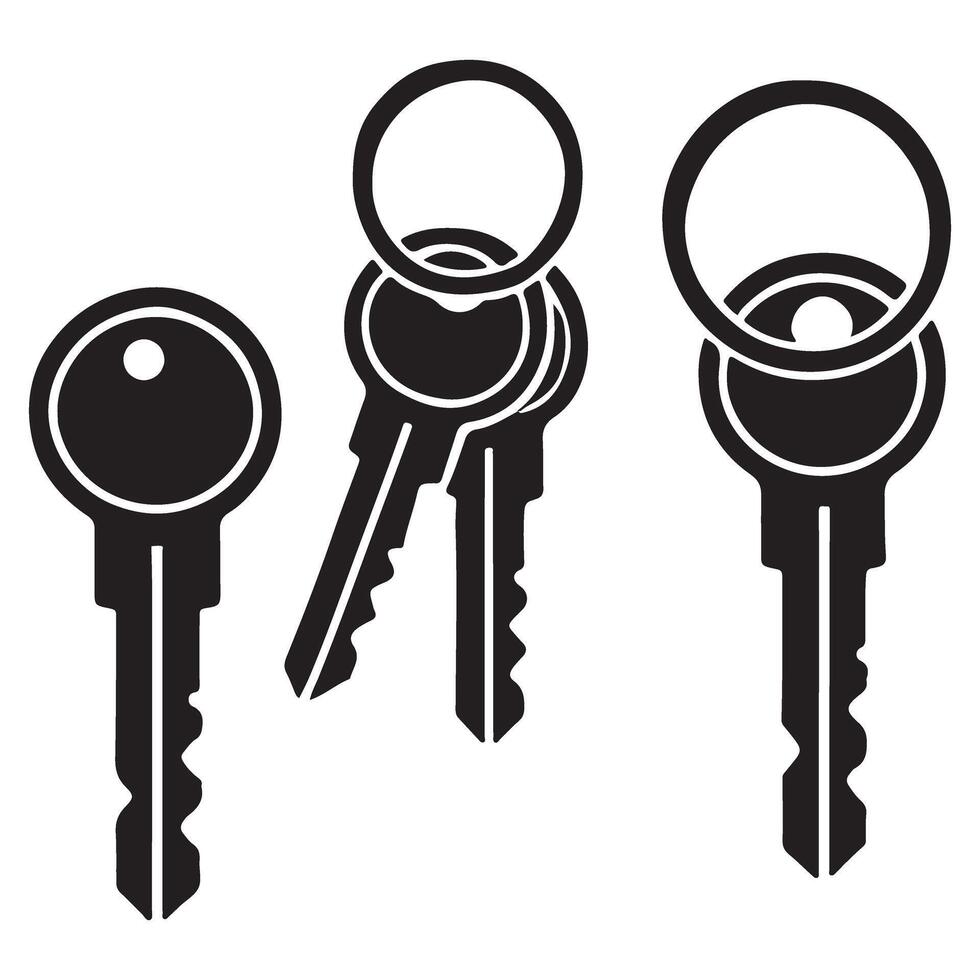 Key silhouette with keyring icon illustration design art vector