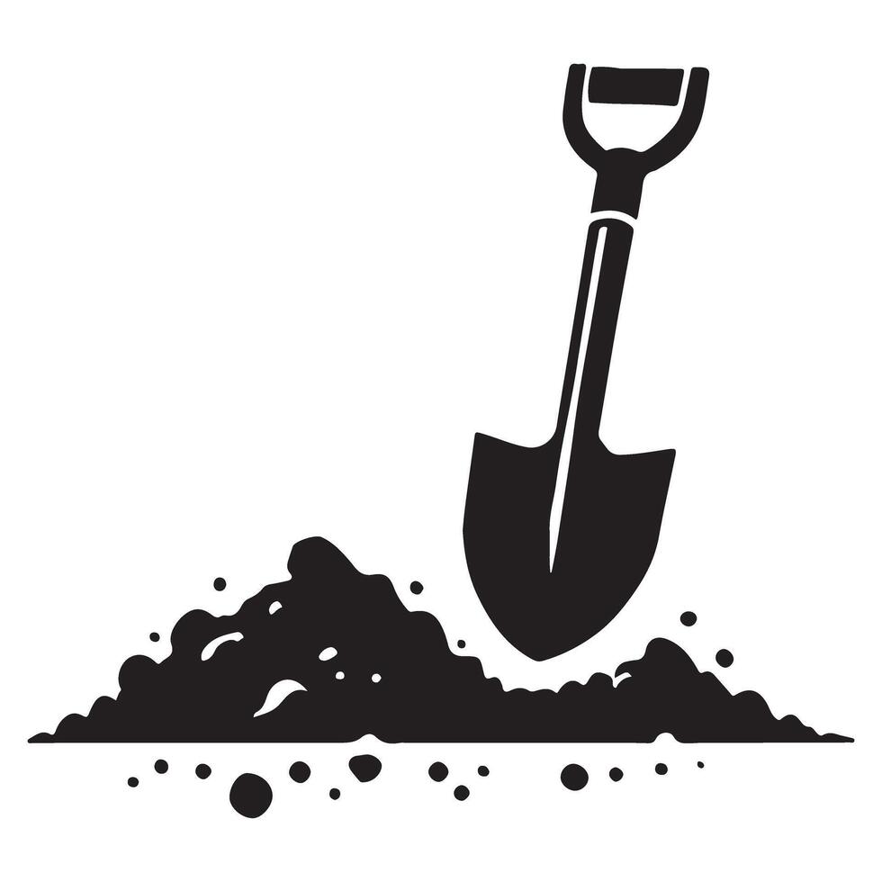 Shovel and Dirt Pile Silhouette Graphic for Gardening vector